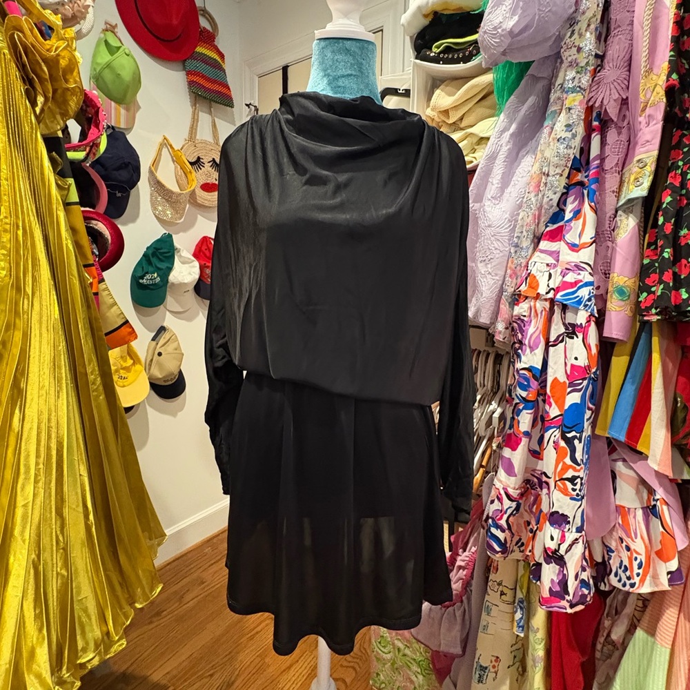 Zara Black Cowl Neck Long Sleeve Dress